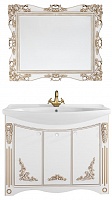 Водолей Мебель для ванной "Кармен 105" белая/золото, зеркало в раме